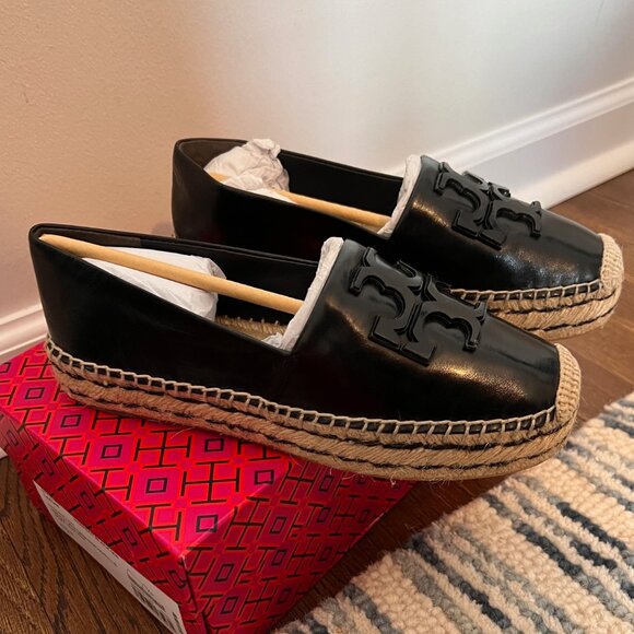 NIB New & Unworn Tory Burch Leather Ines Platform Espadrille- Black Size 7 - Picture 7 of 9